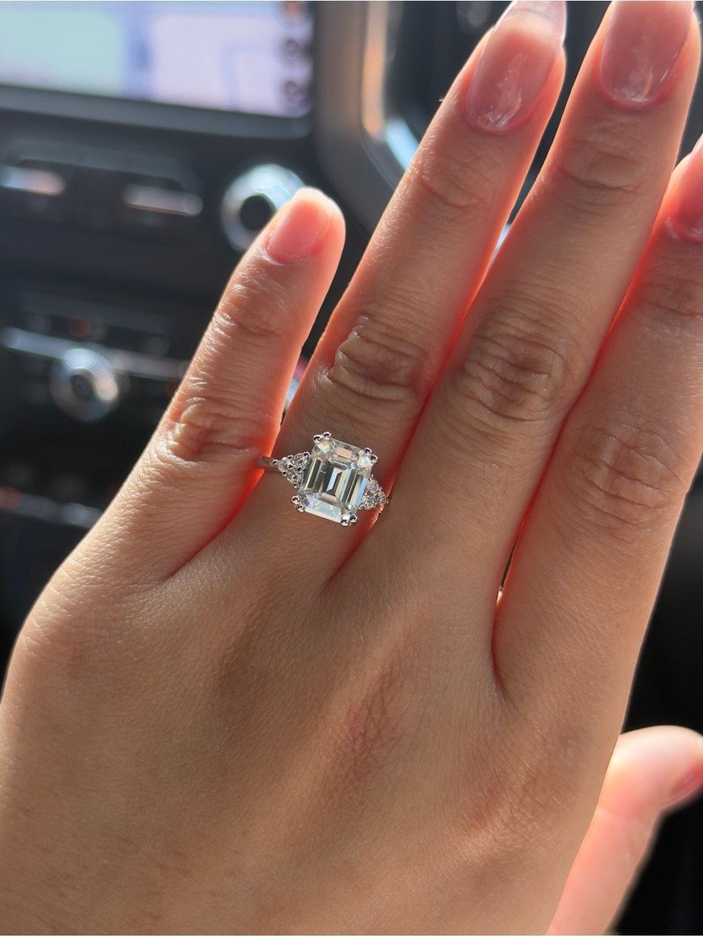 4ct Emerald cut moissanite vvs1 color D engagement ring sz6